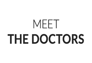 white icon that says meet the doctors