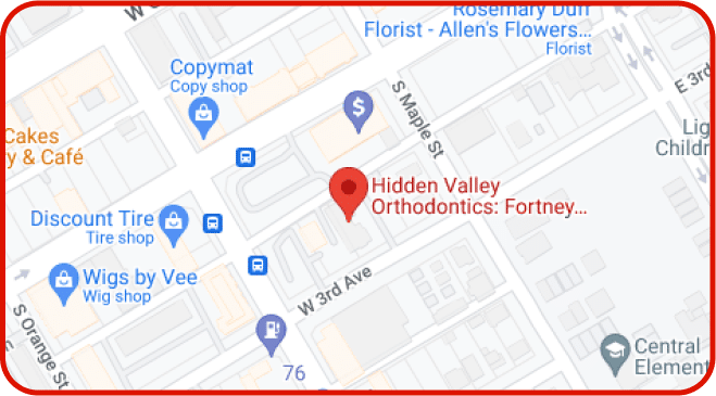 Hidden valley orthodontics Escondido location map.