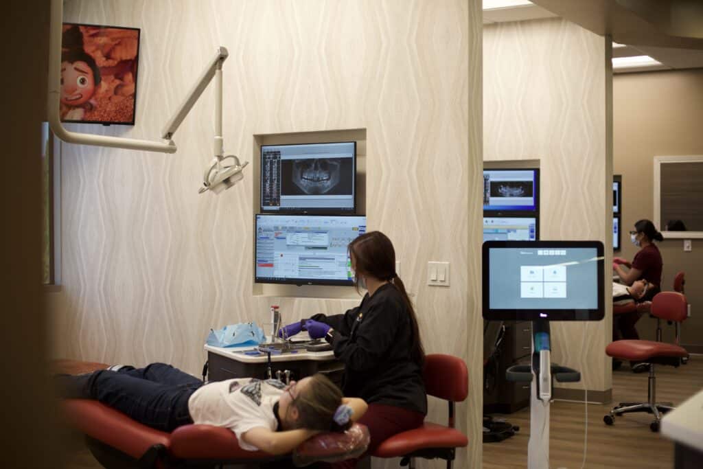 San Marcos, CA staff viewing the progress of a patient’s scans